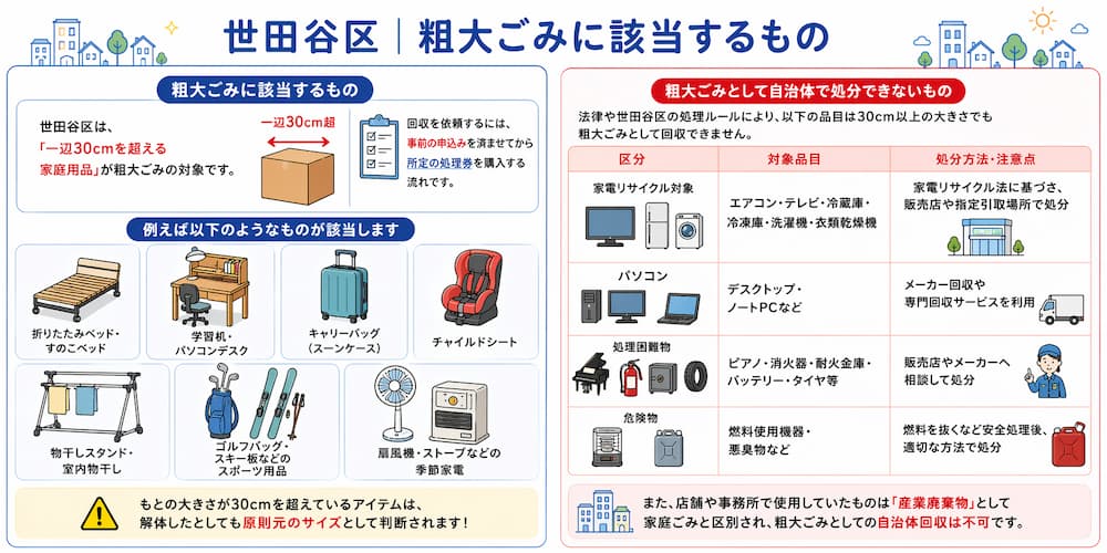 setagaya taisho 世田谷区で粗大ごみとして出せるもの・出せないもの
