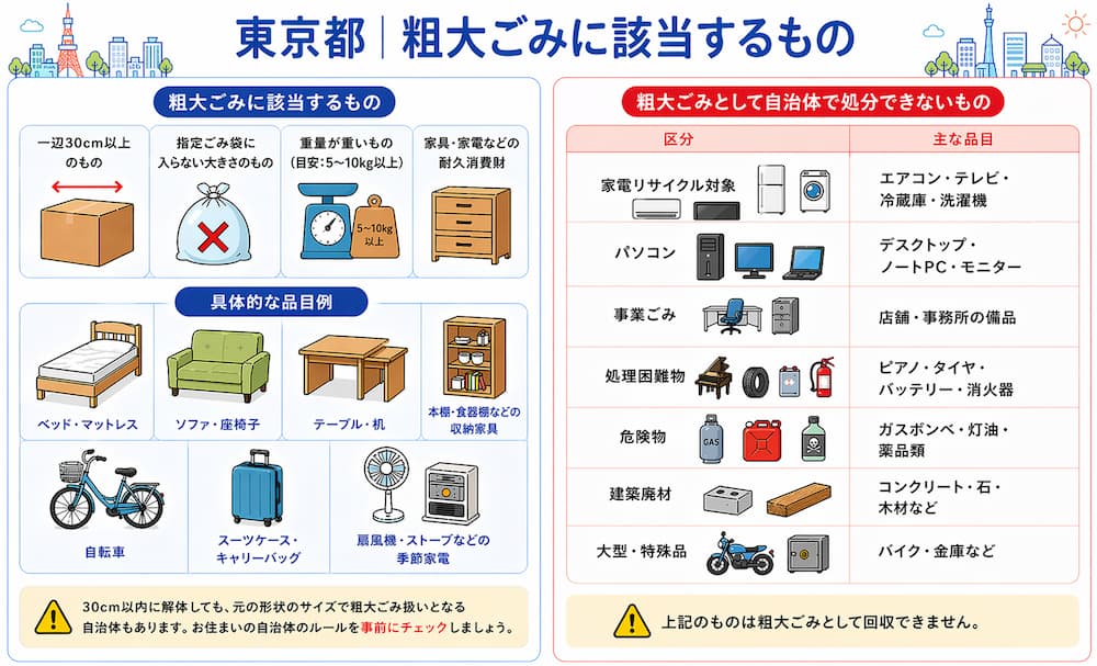 tokyo taisho 東京都で粗大ごみとして出せるもの・出せないもの