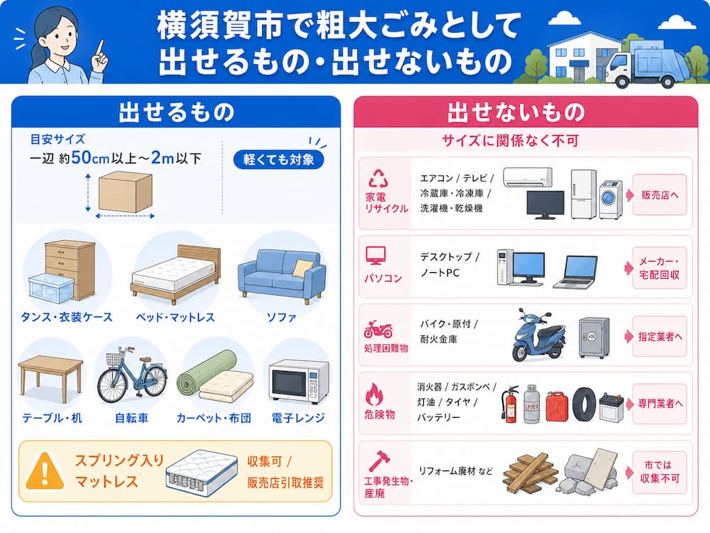 yokosuka taisho 横須賀市で粗大ごみとして出せるもの・出せないもの