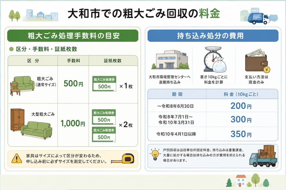yamato ryoukin 大和市での粗大ごみ回収の料金