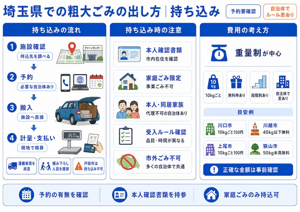 saitama p mochikomi 埼玉県粗大ゴミ持ち込みの流れ