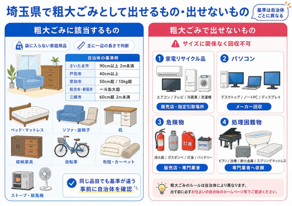 saitama p taisho 埼玉県で粗大ごみとして出せるもの・出せないもの
