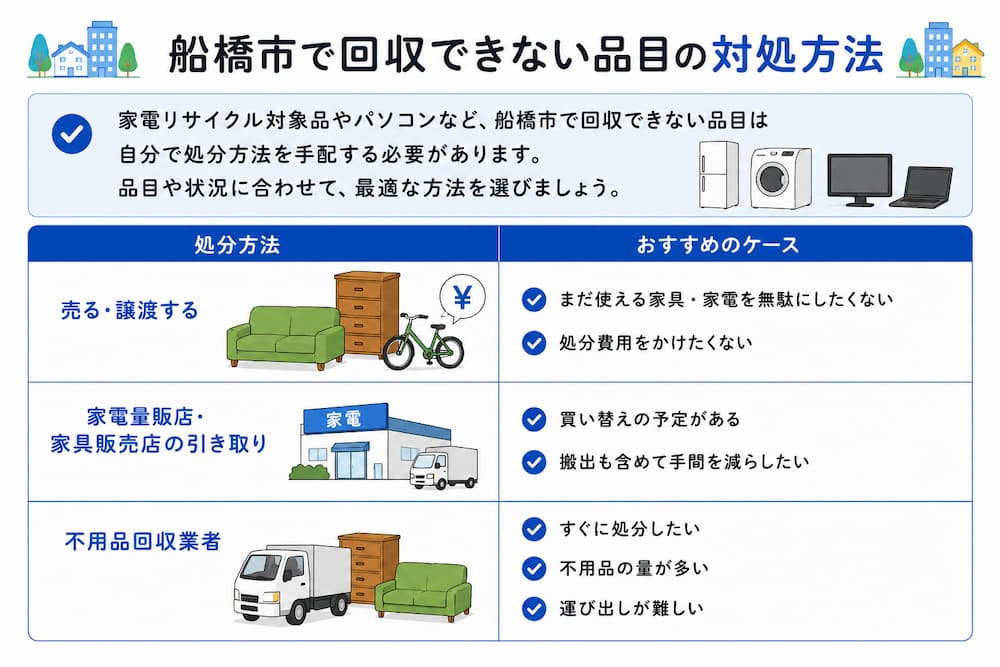funabashi shobun 自治体で処分できない粗大ごみの対処方法
