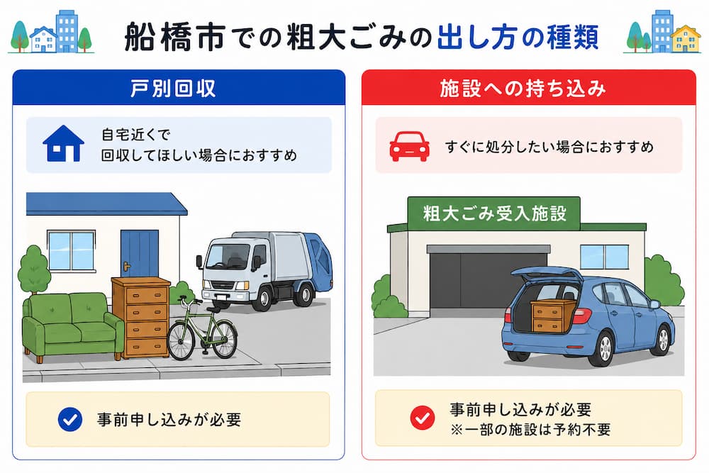 funabashi shurui 船橋市での粗大ごみの出し方の種類