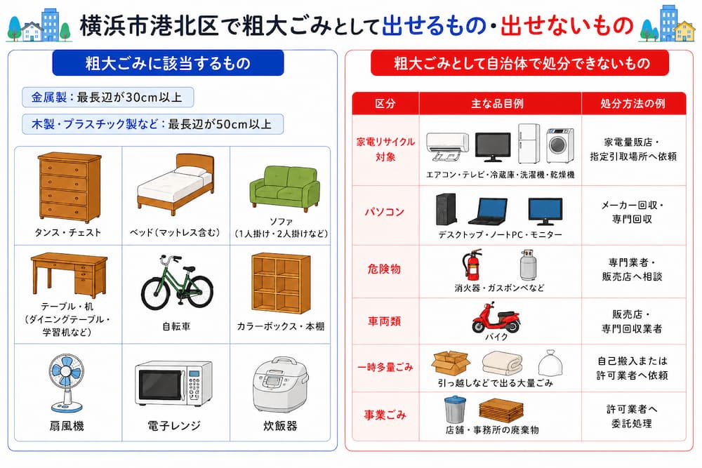 kouhoku taisho 横浜市港北区で粗大ごみとして出せるもの・出せないもの