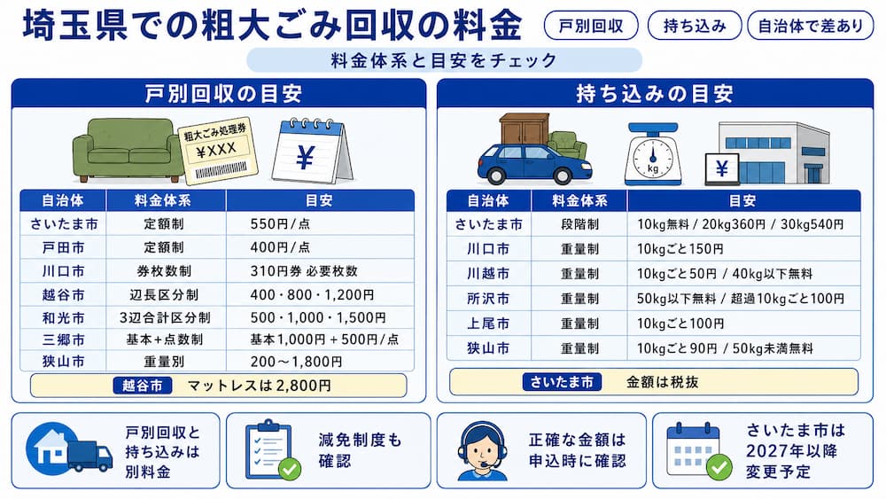 saitama p ryoukin 埼玉県での粗大ごみ回収の料金